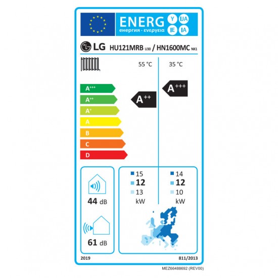 Αντλία Θερμότητας LG THERMA V R32 HN1600MC.NK1 / HU121MRB.U30 12kw Μεσαίων θερμοκρασιών (1ph) (Hydrosplit Hydro Box)