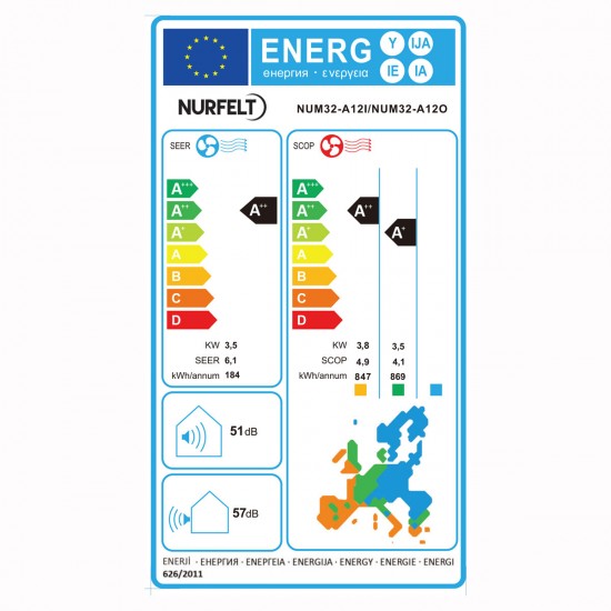 Κλιματιστικό Inverter Nurfelt NUM32-A12I/NUM32-A12O